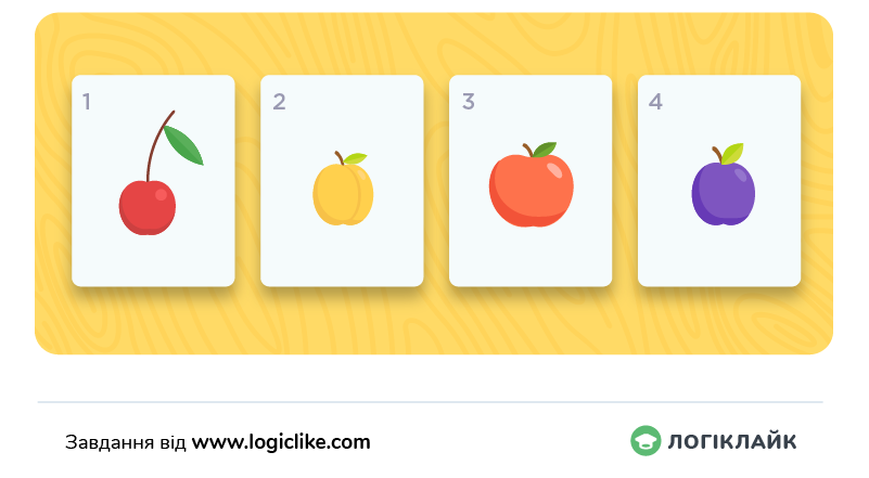 четвертий зайвий Вишня Абрикос Яблуко Слива